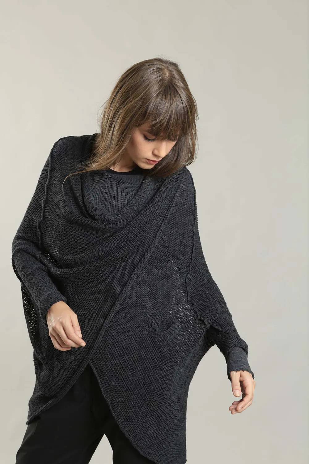 Cotton Oversized Cardigan - Black