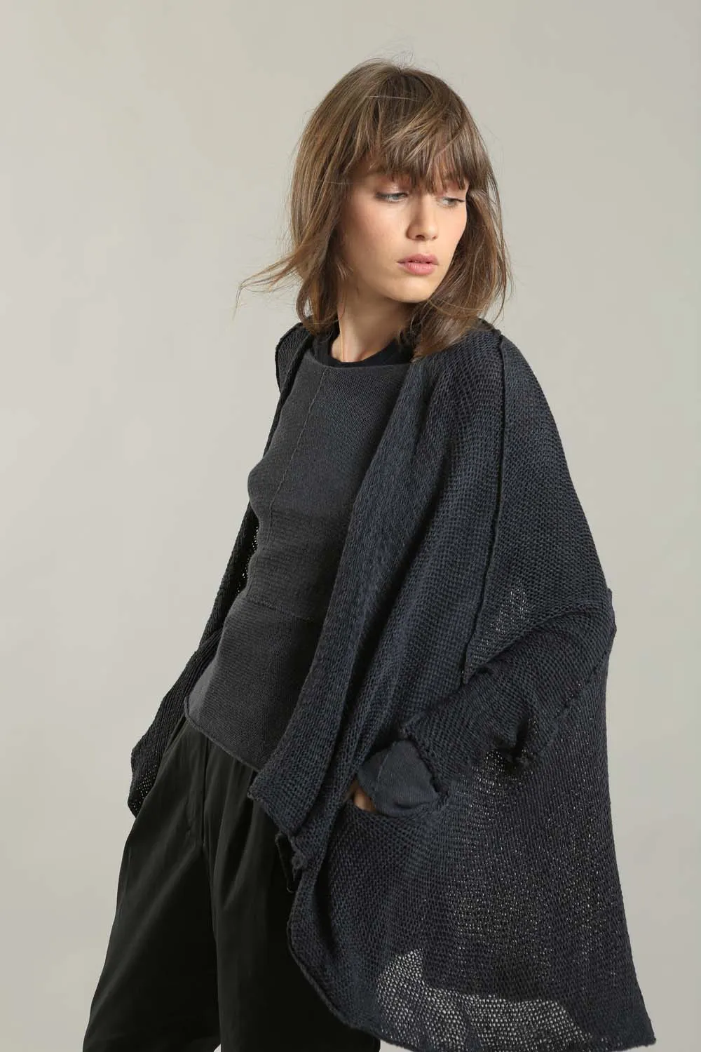 Cotton Oversized Cardigan - Black