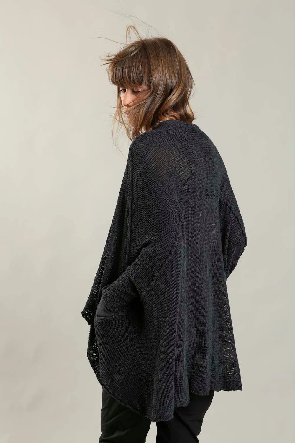 Cotton Oversized Cardigan - Black