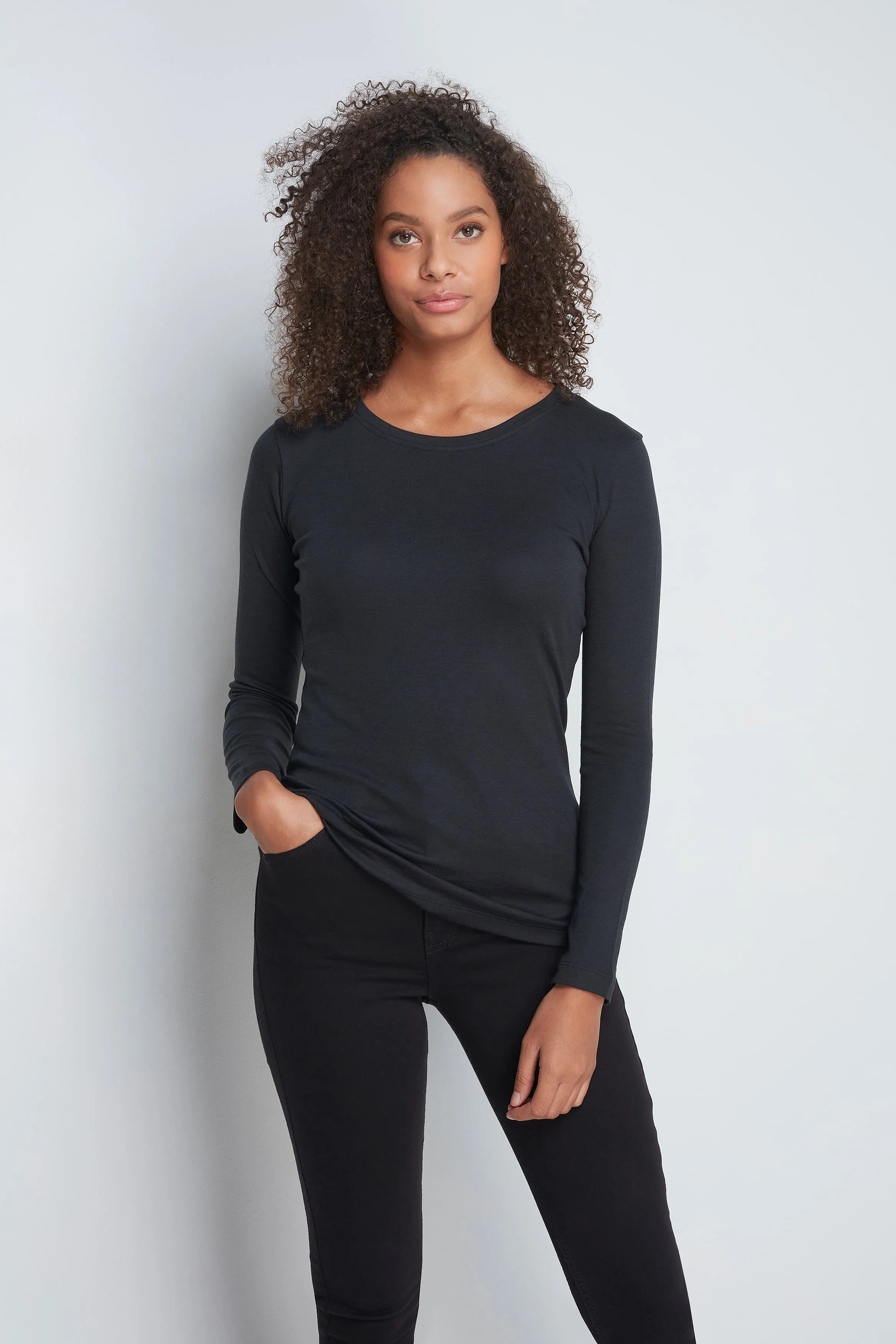 Crew Neck Long Sleeve Cotton TENCEL™ Modal Blend T-shirt | Multiple Colours