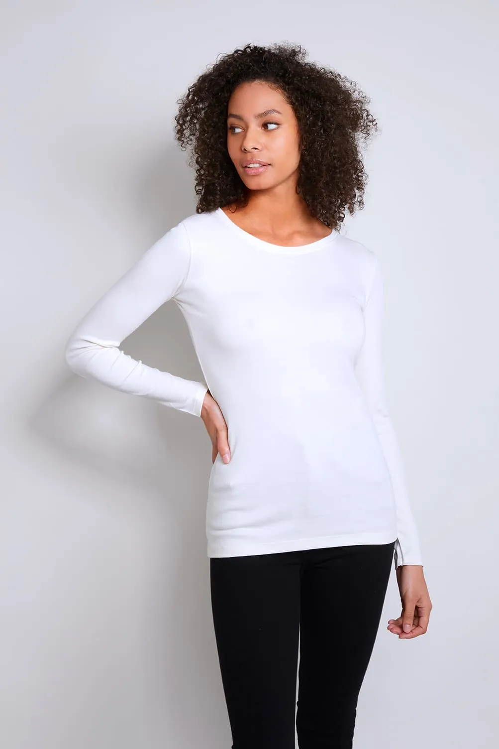 Crew Neck Long Sleeve Cotton TENCEL™ Modal Blend T-shirt | Multiple Colours