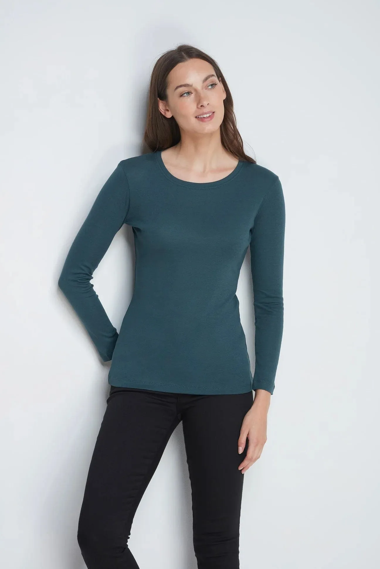 Crew Neck Long Sleeve Cotton TENCEL™ Modal Blend T-shirt | Multiple Colours