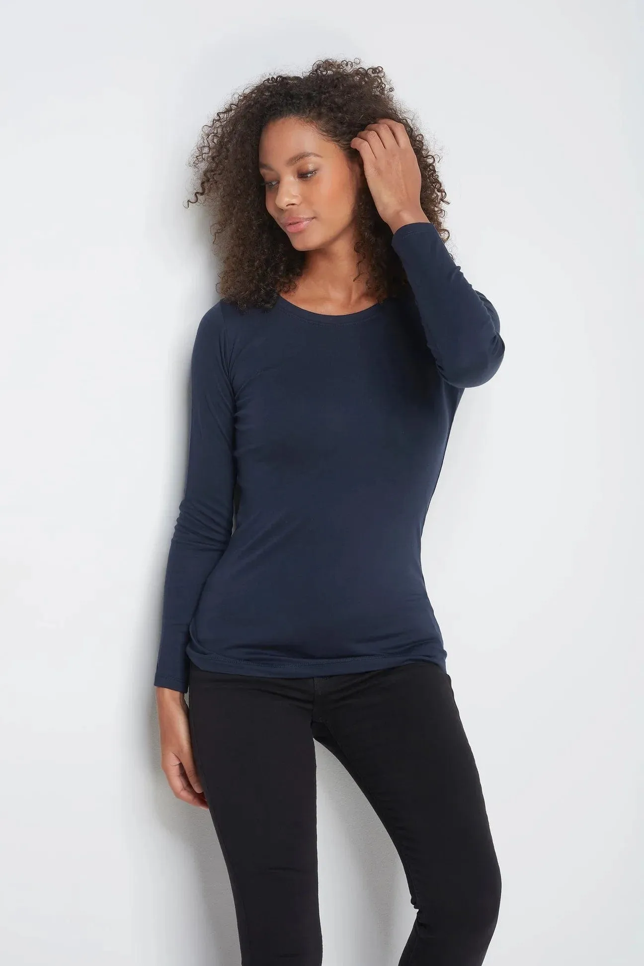 Crew Neck Long Sleeve Cotton TENCEL™ Modal Blend T-shirt | Multiple Colours