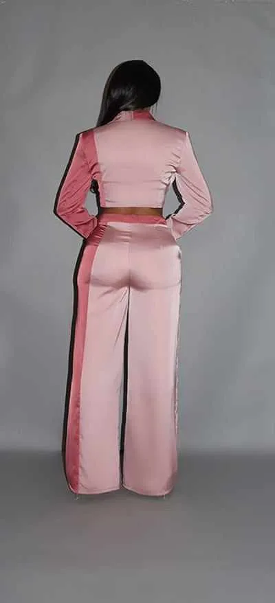 Crop Blazer With Matching Low Rise Wide Leg Pant