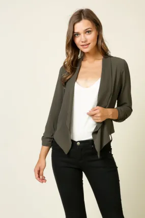 Cropped Rouch Sleeve Blazer