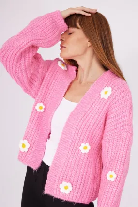 Daisy Wide Sleeve Cardigan Pink