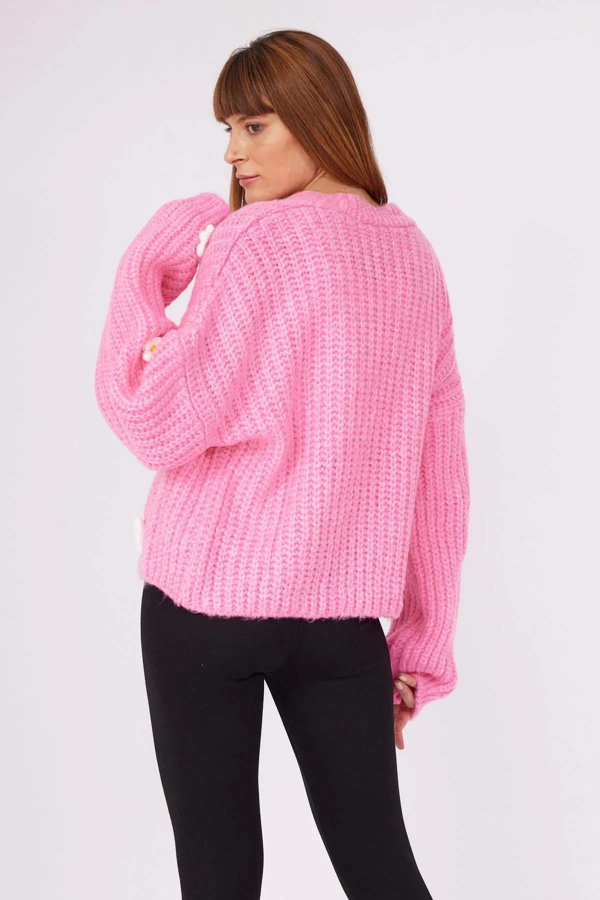 Daisy Wide Sleeve Cardigan Pink