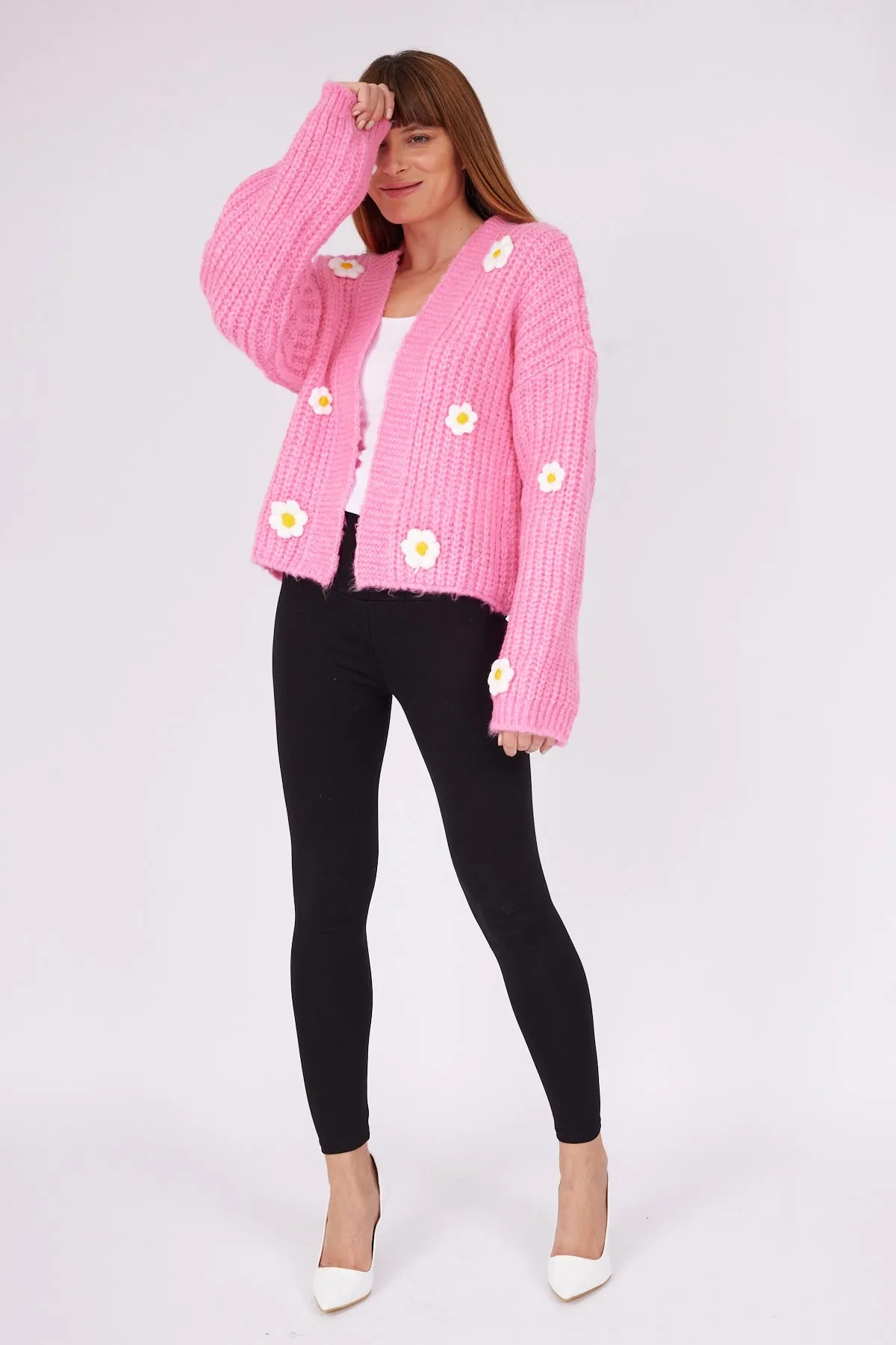 Daisy Wide Sleeve Cardigan Pink