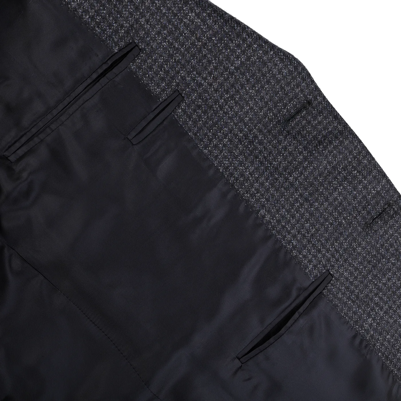 Dark Blue Checked Wool Drop 6 Blazer