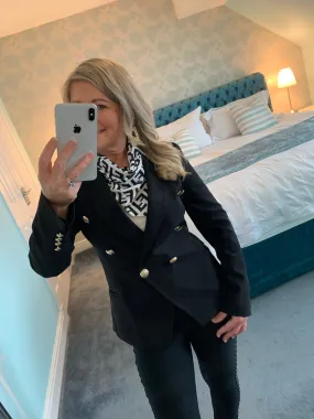 Dayna double breasted gold button blazer