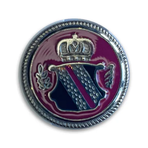 Deep Wine Coronet & Shield Enameled Blazer Button (Made in Spain)