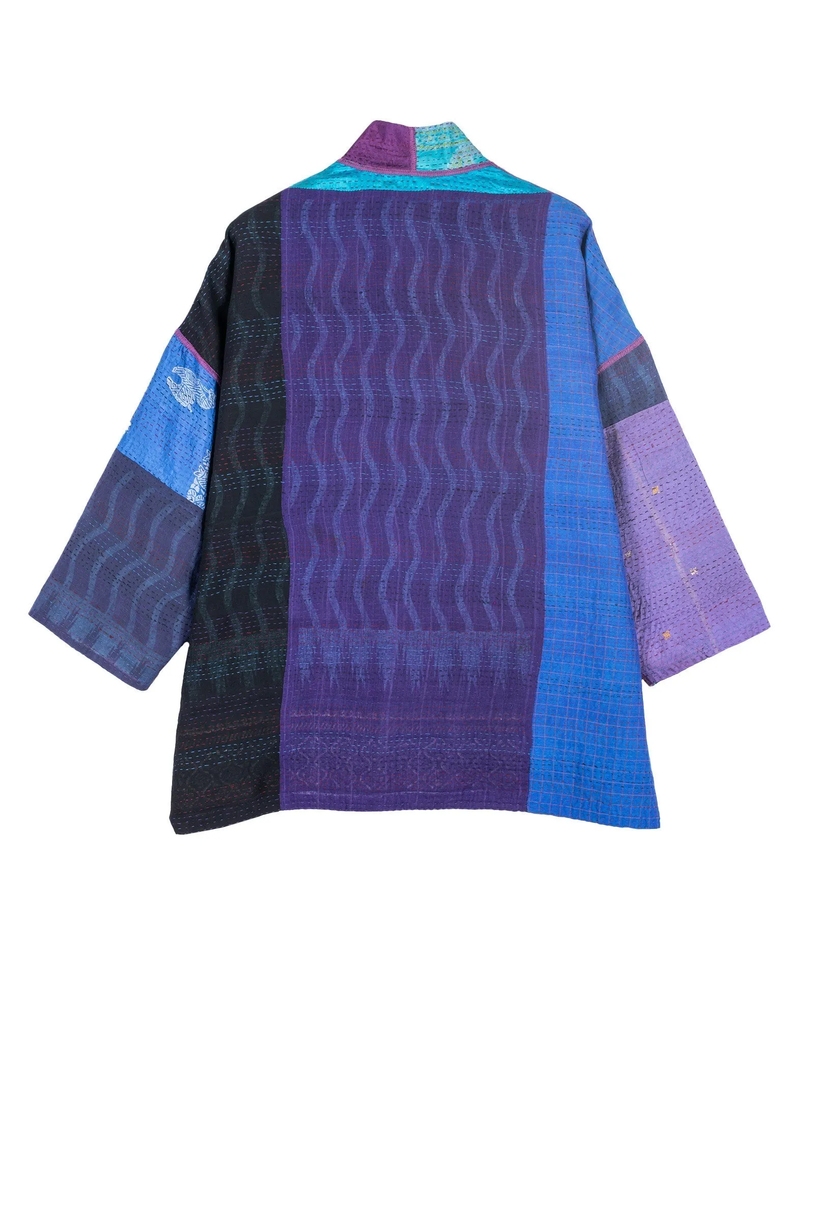DESERT WAVES KANTHA MINI KIMONO JKT - dw2055-blu -