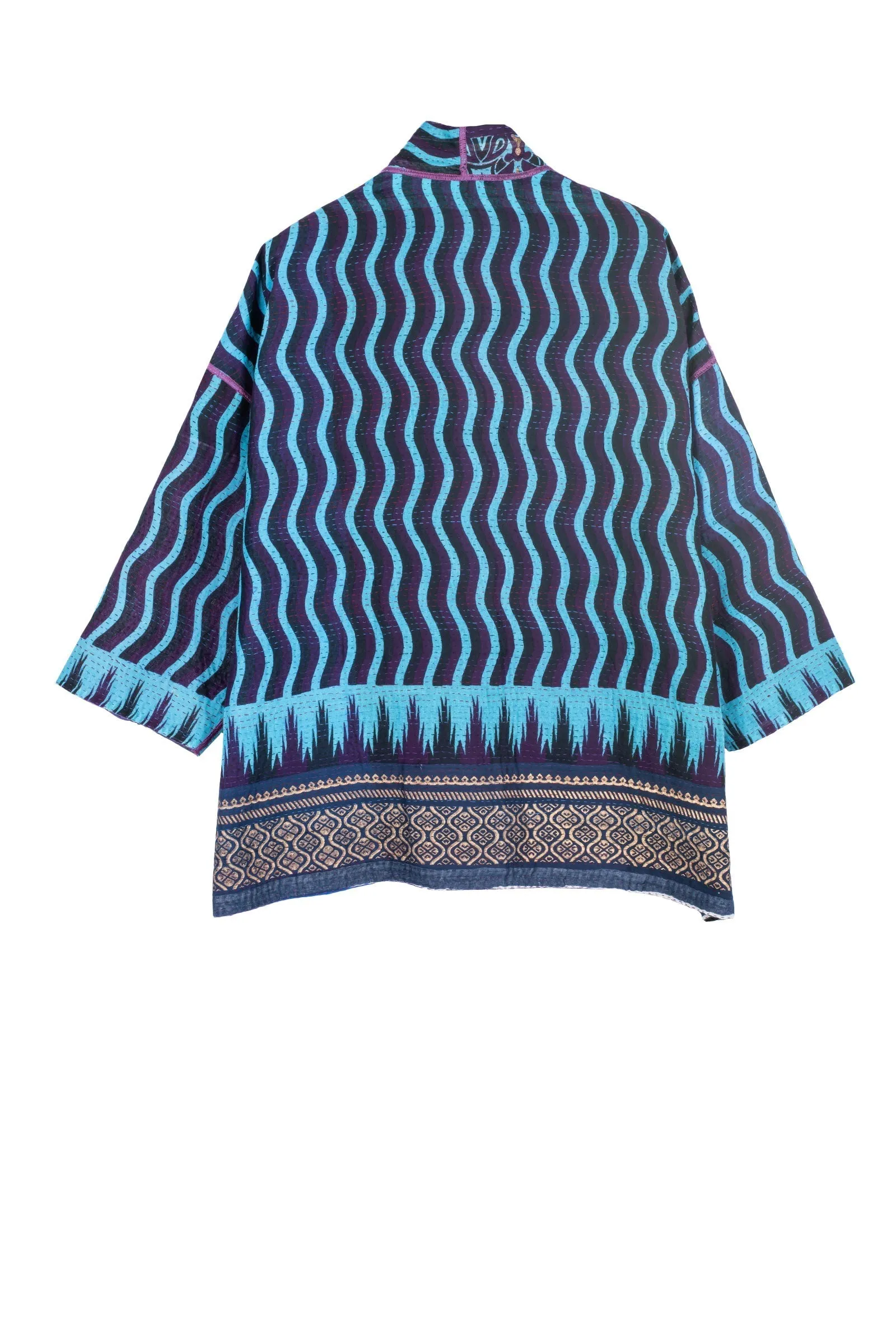 DESERT WAVES KANTHA MINI KIMONO JKT - dw2055-blu -