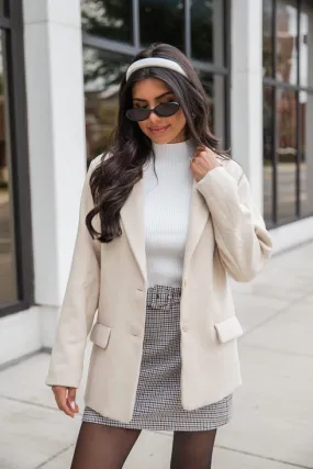 Do It Pronto Beige Wool Blend Blazer Jacket SALE