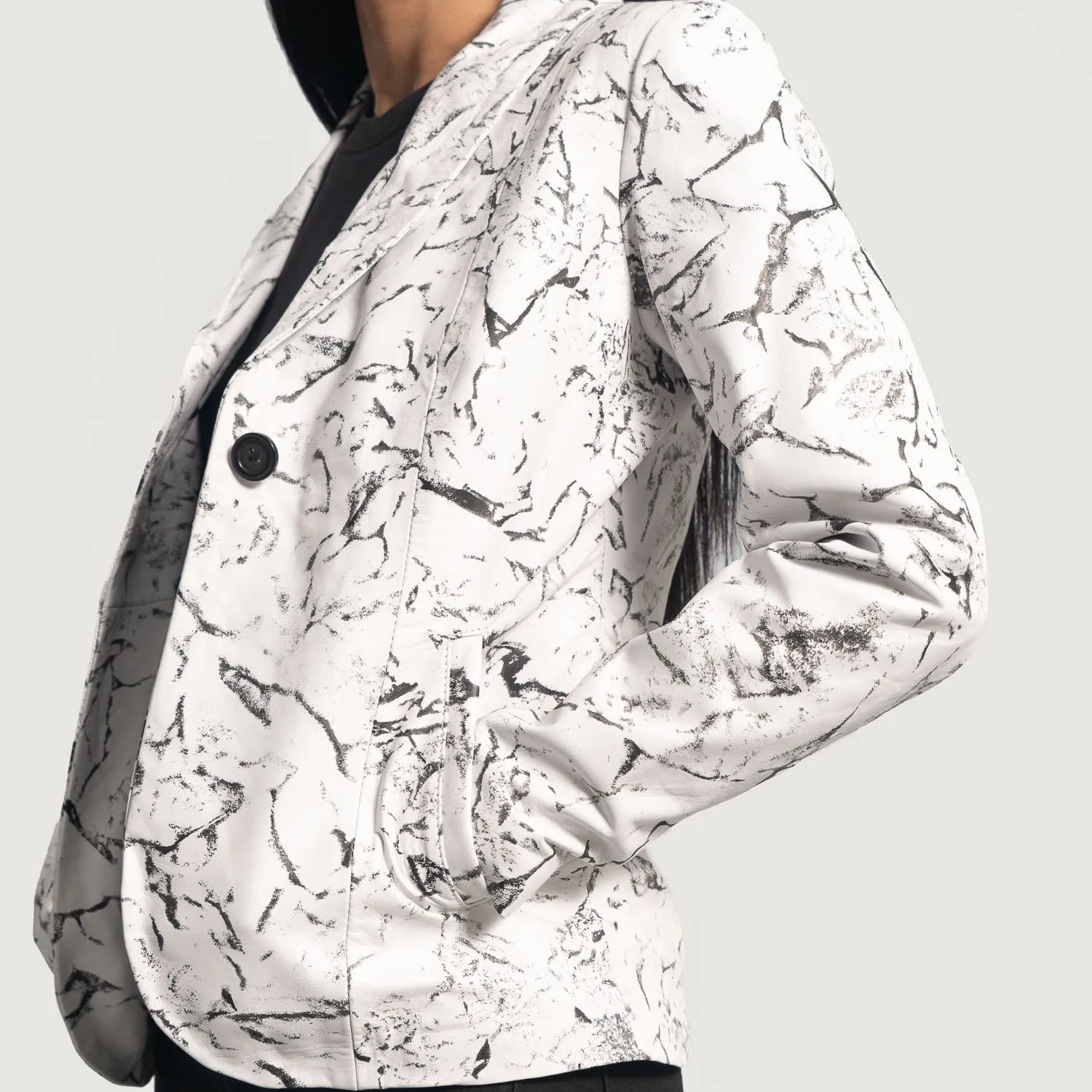 Donna Blake White Leather Blazer