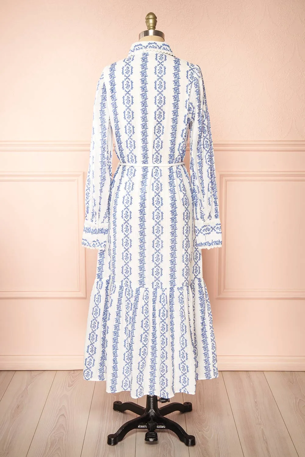 Eliris | Long Floral White Dress w/ Long Sleeves
