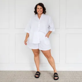 Emily cotton linen shorts - white