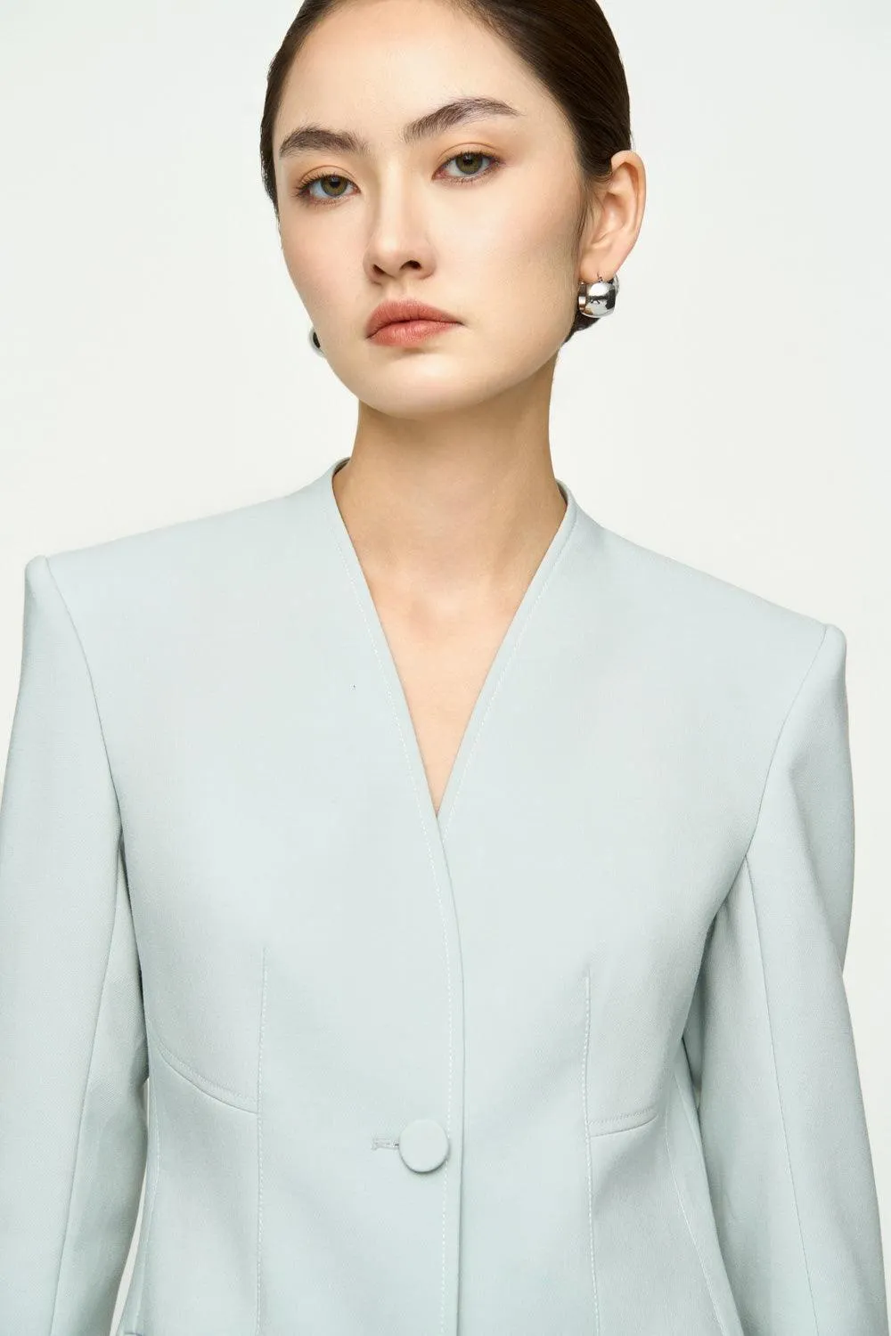 Esther A-line Lapelless Crepe Blazer