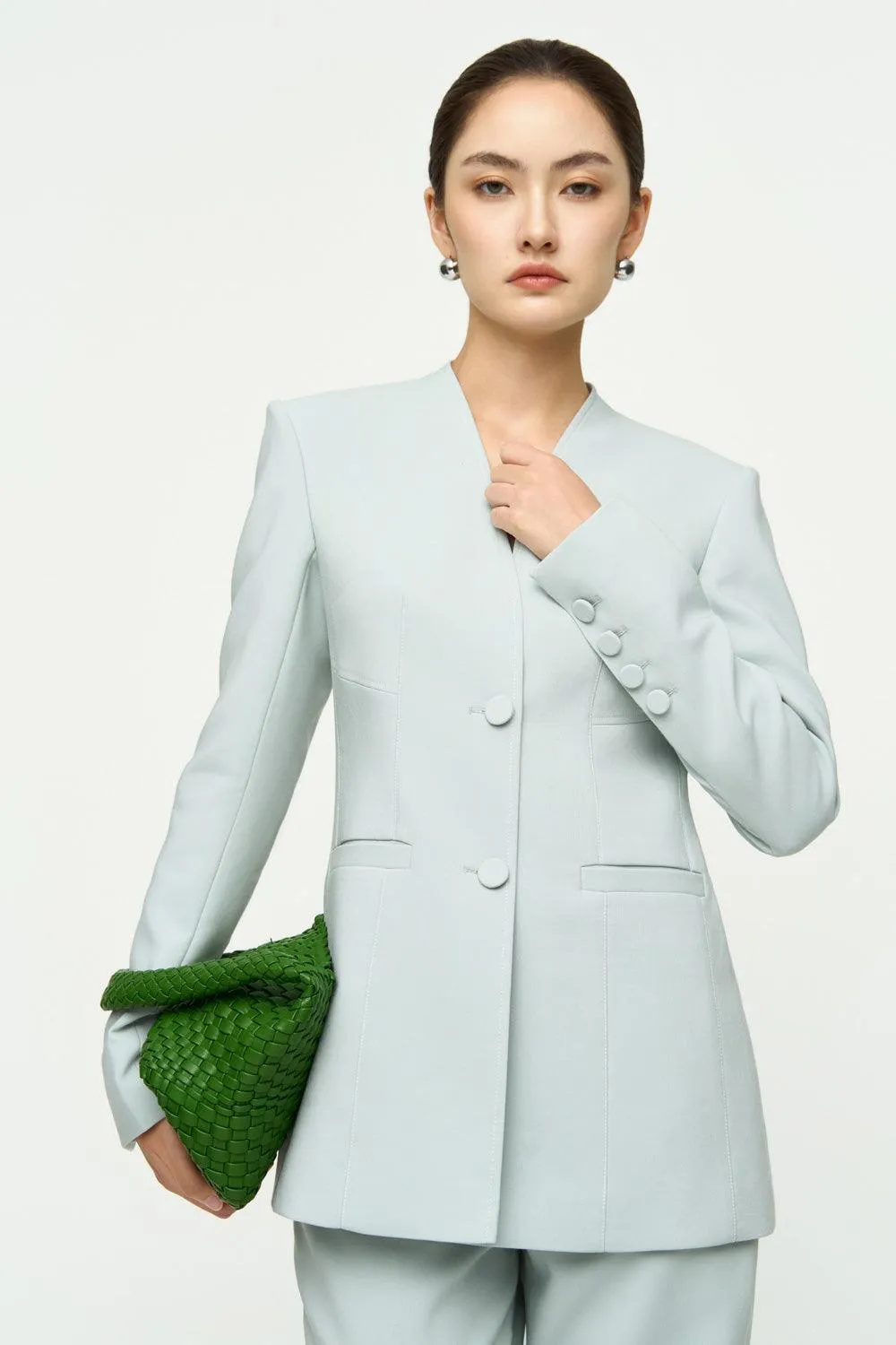Esther A-line Lapelless Crepe Blazer