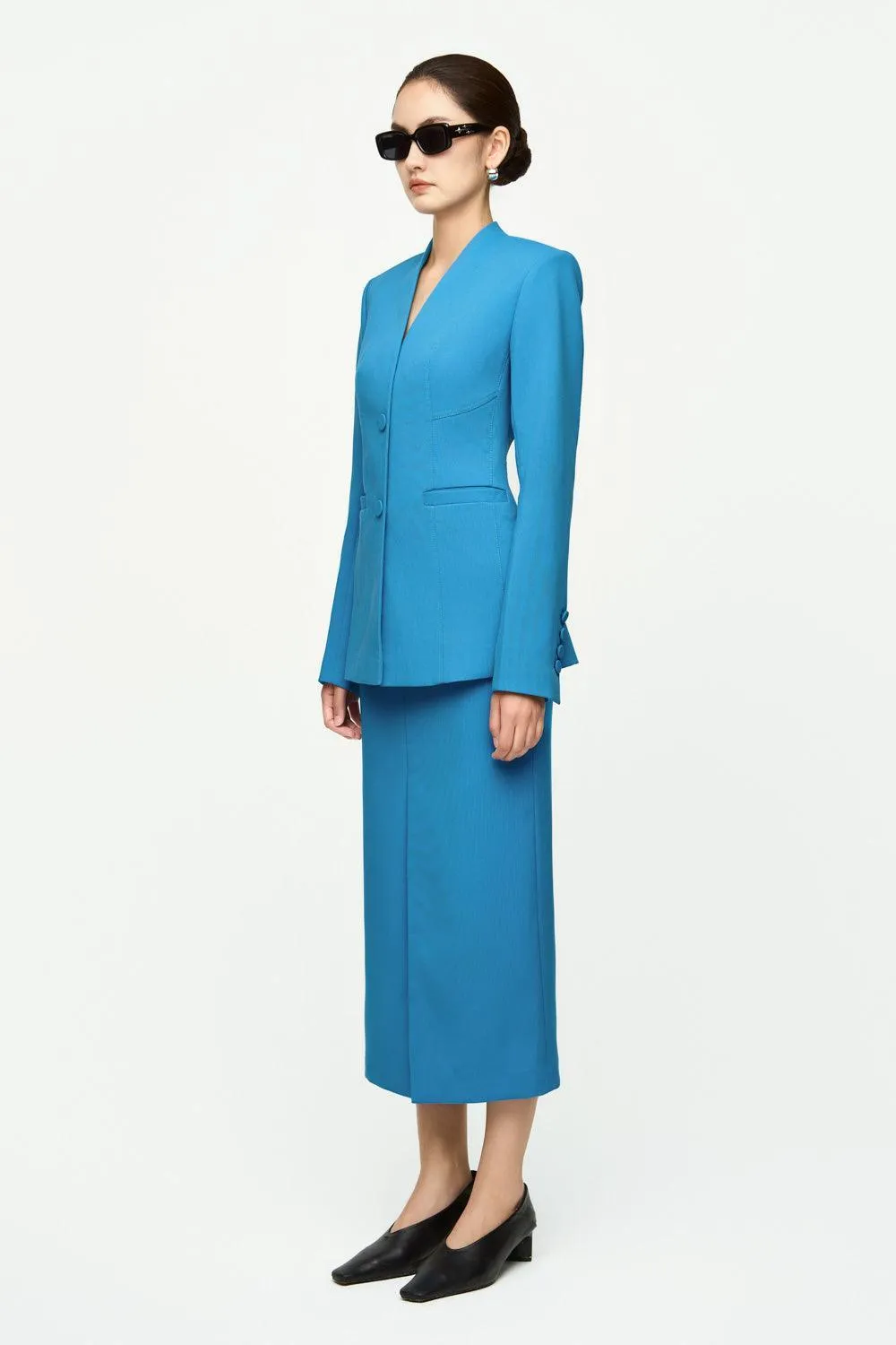 Esther A-line Lapelless Crepe Blazer