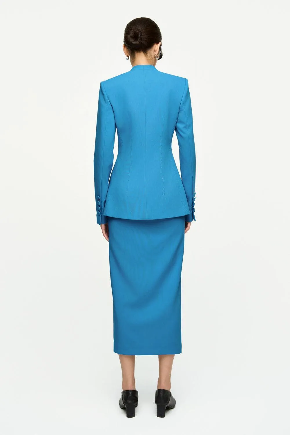Esther A-line Lapelless Crepe Blazer
