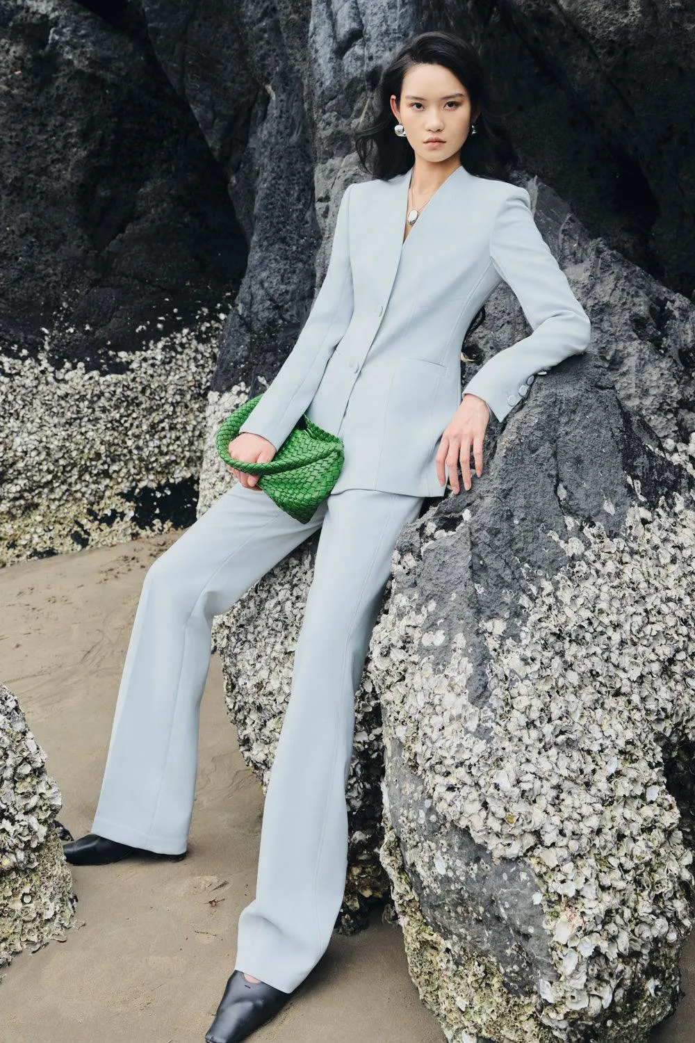 Esther A-line Lapelless Crepe Blazer