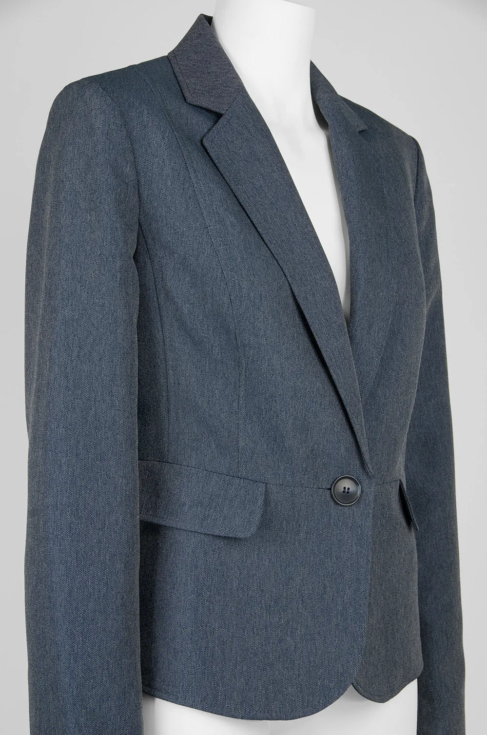 Evan Picone Notched Collar Button Long Sleeve Twill Blazer