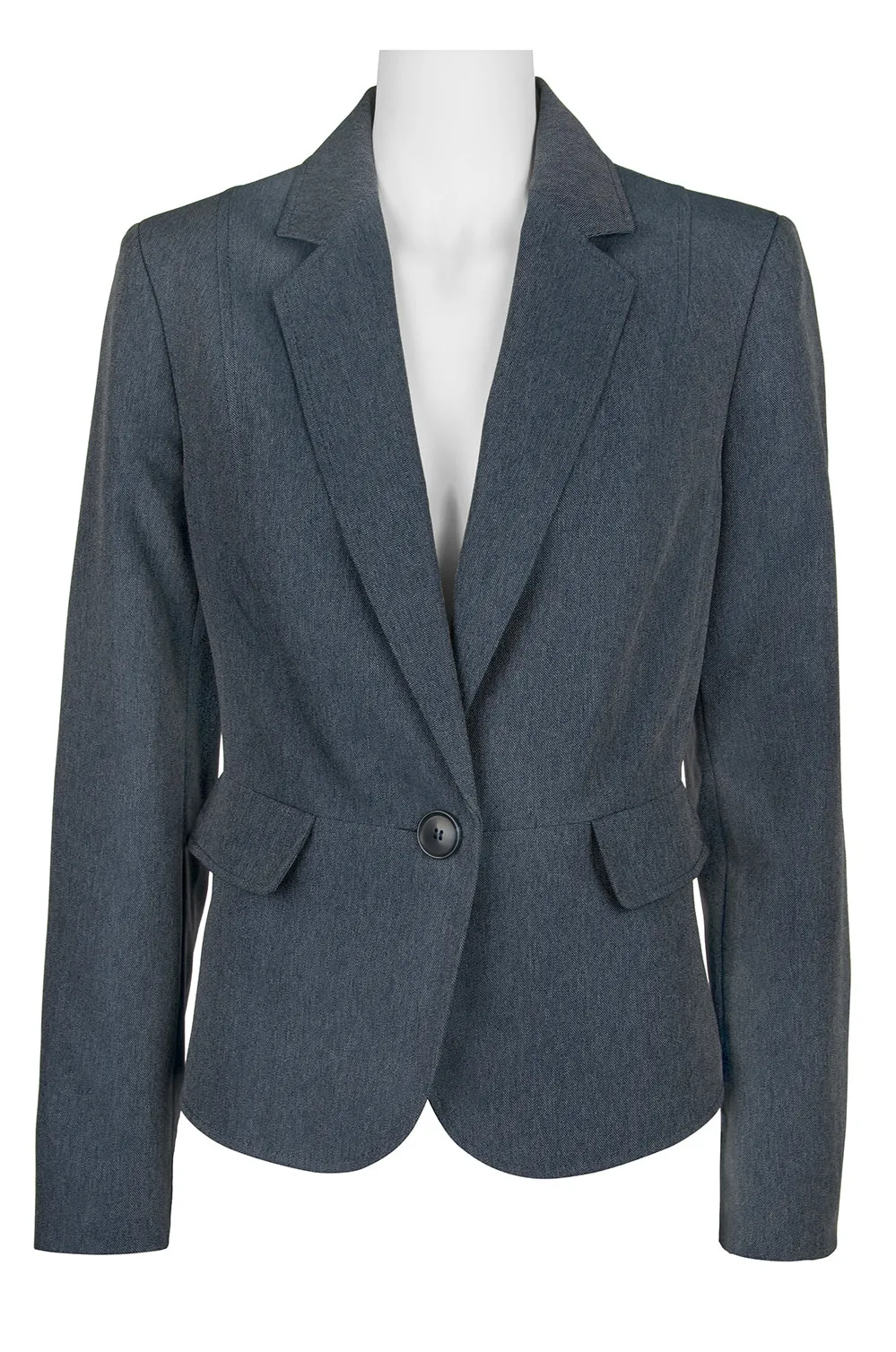 Evan Picone Notched Collar Button Long Sleeve Twill Blazer