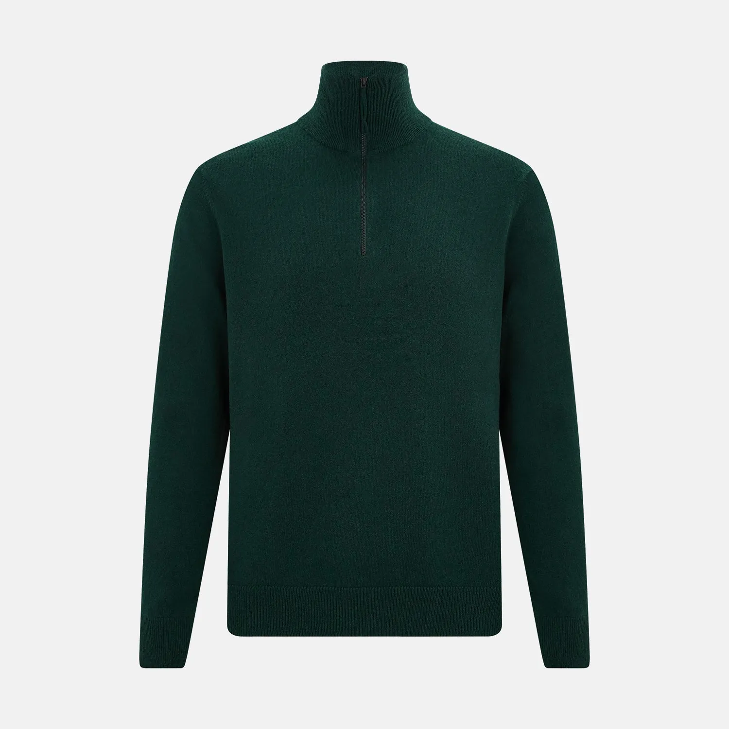 Forest Green Half-Zip Cashmere Jumper