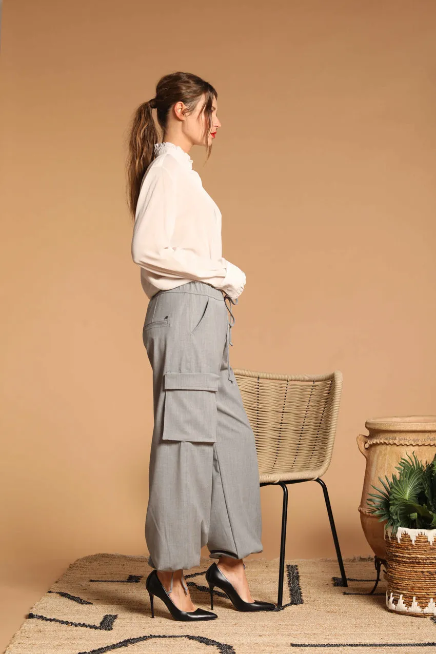 Francis pantalone cargo donna in panno di lana relaxed fit