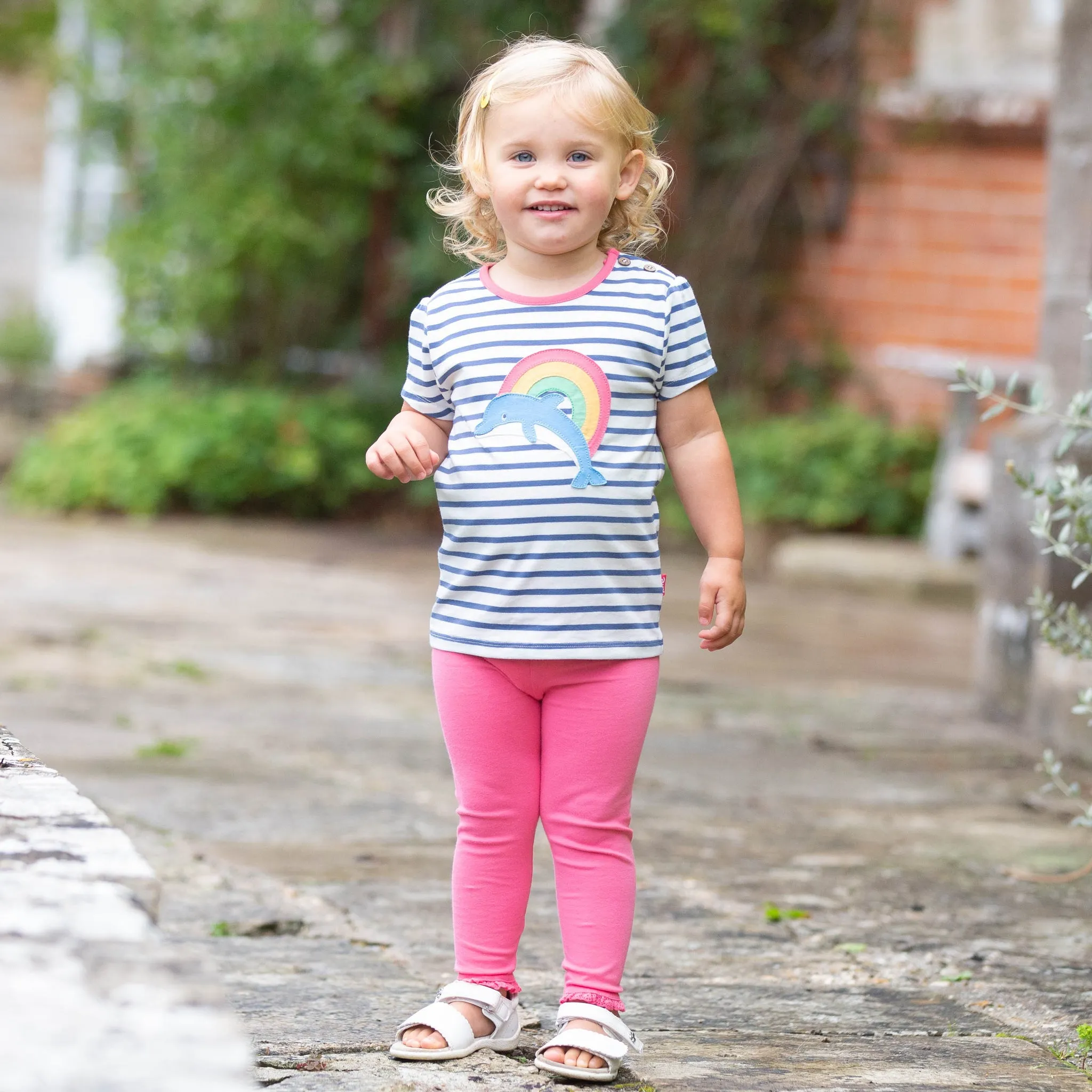Frill leggings- pink lemonade: Size 9-12M