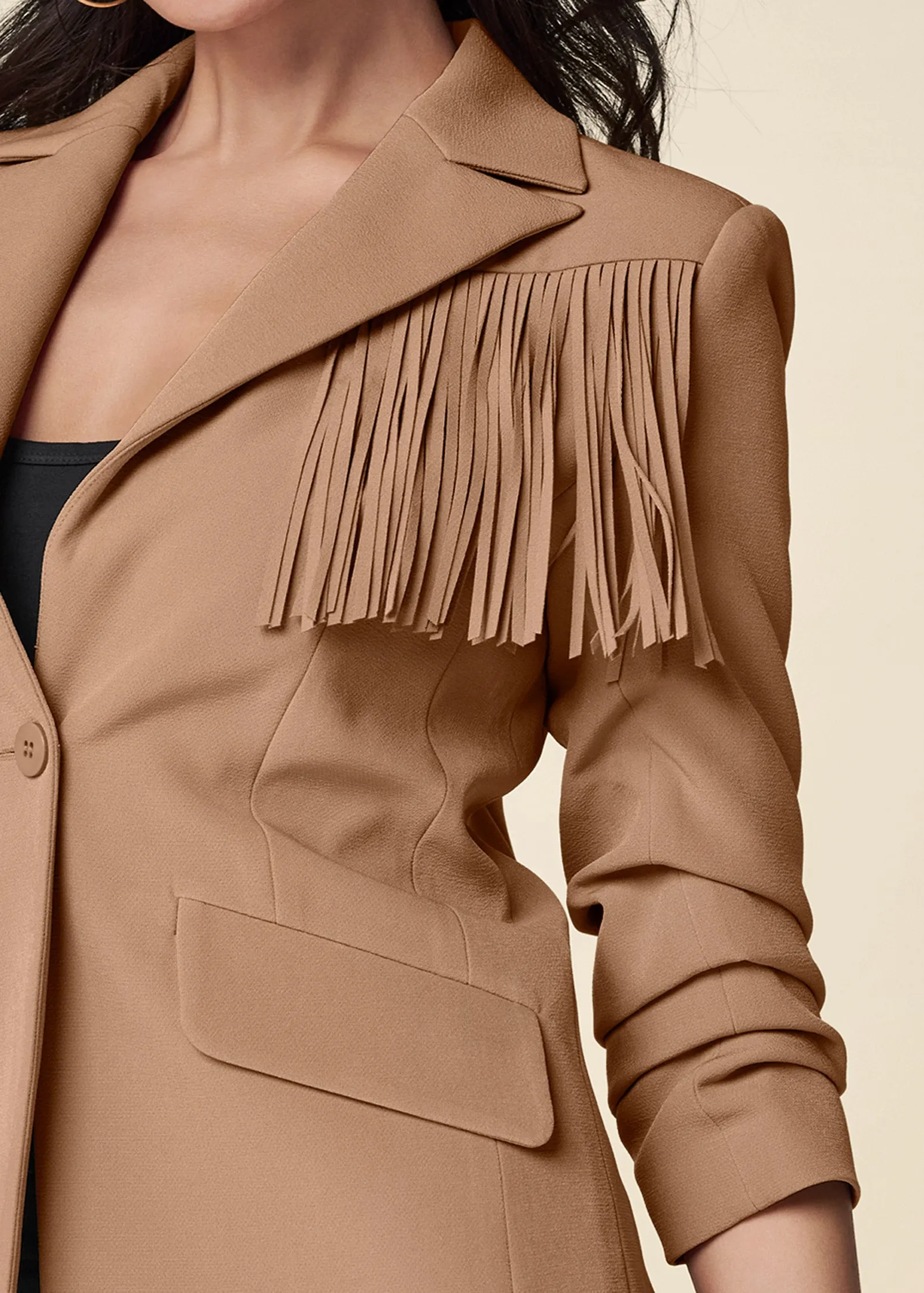 Fringe Suiting Blazer - Camel