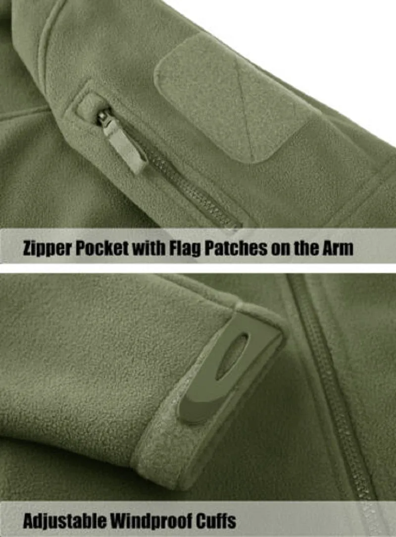 Full Zip Up Tactical Army Fleece Jacket Military Thermal Warm Outwear Windbreaker