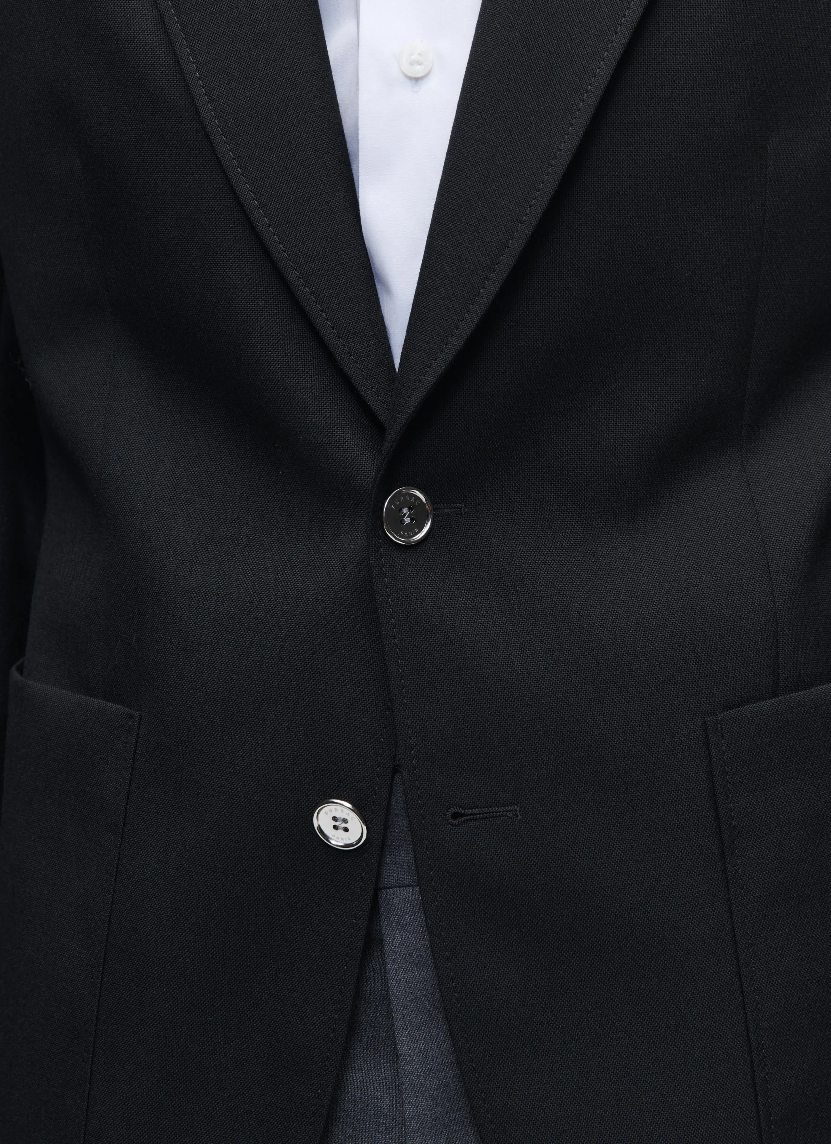 Fursac - Blazer En Toile De Laine Noire