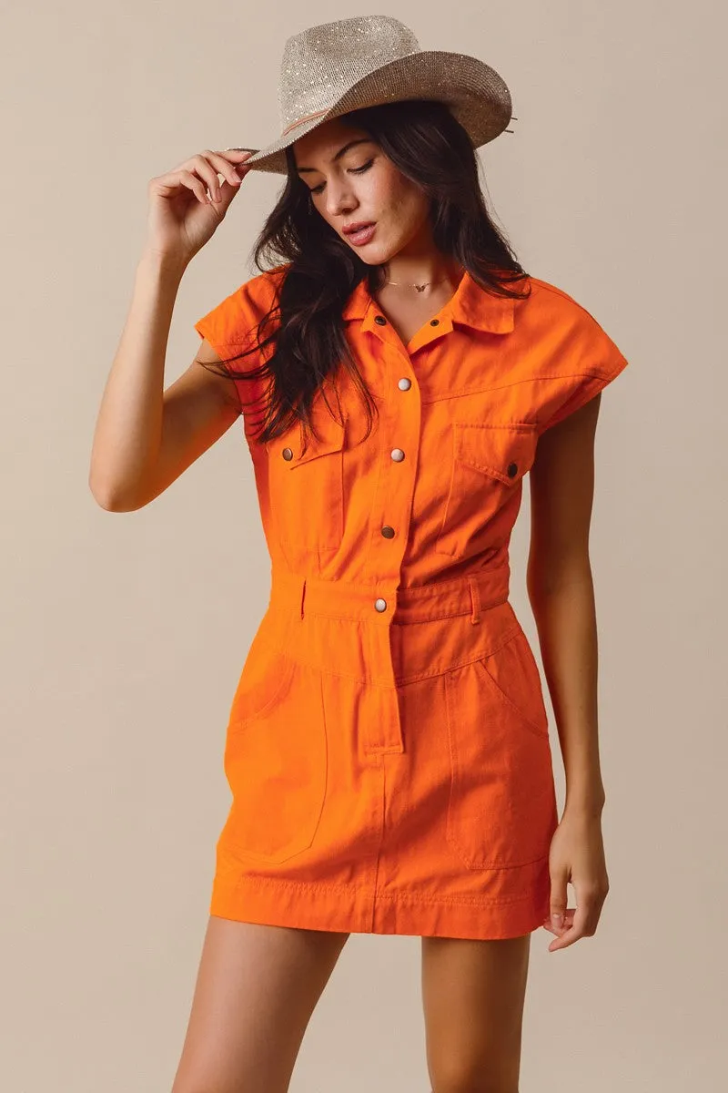 Game Day Button Up Utility Dress