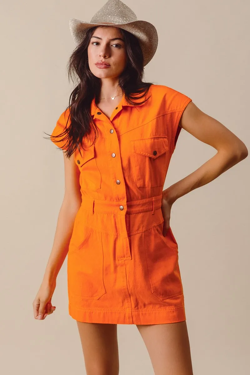 Game Day Button Up Utility Dress