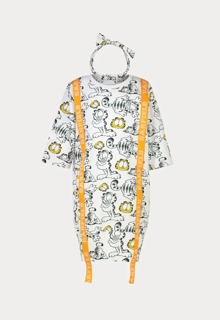 Garfield Classic Print T-Shirt Dress And Headband