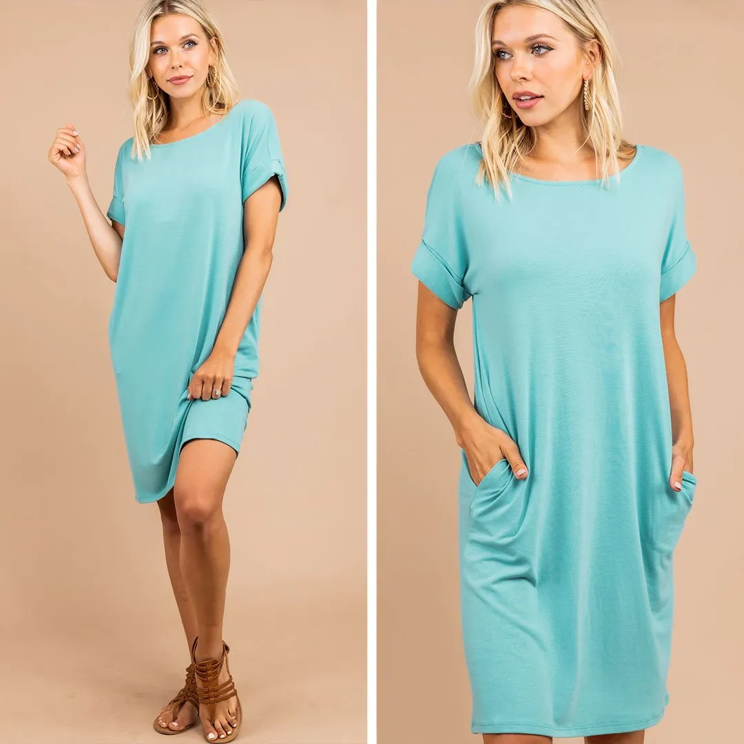 Get To Know Me Ash Mint Green T-shirt Dress
