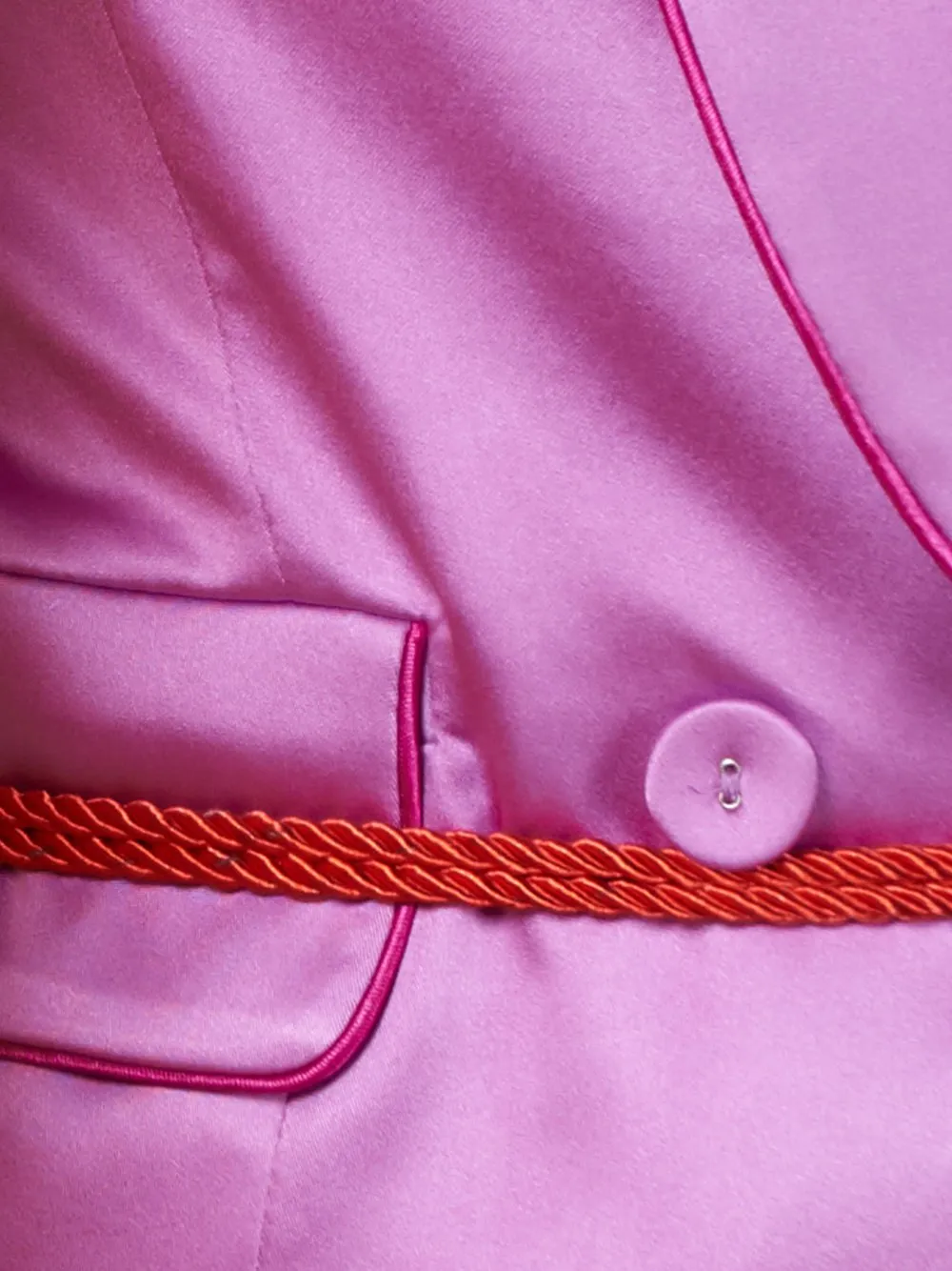 GF Double-breasted Satin Blazer   Pants Matching Set in Pink