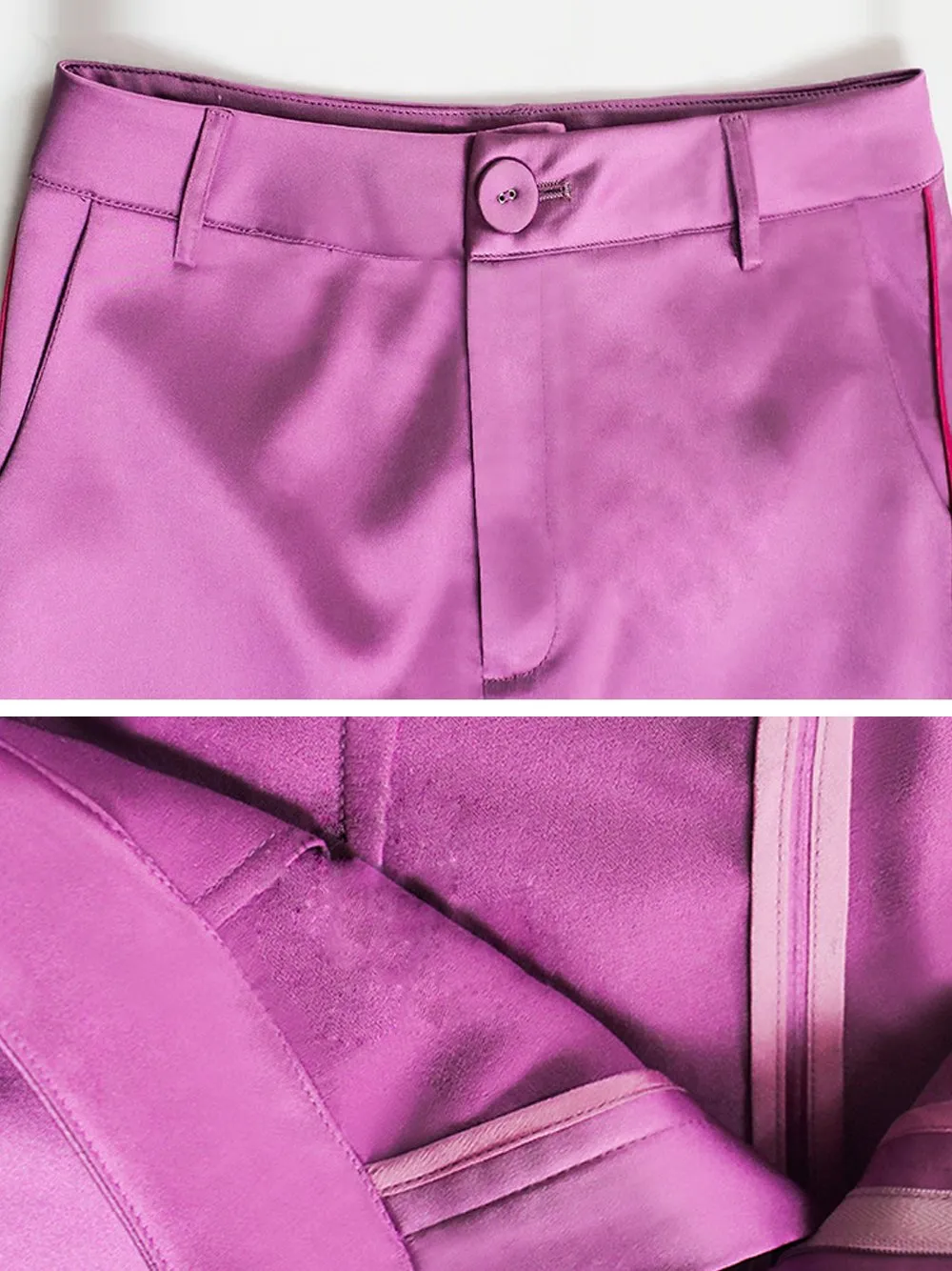 GF Double-breasted Satin Blazer   Pants Matching Set in Pink