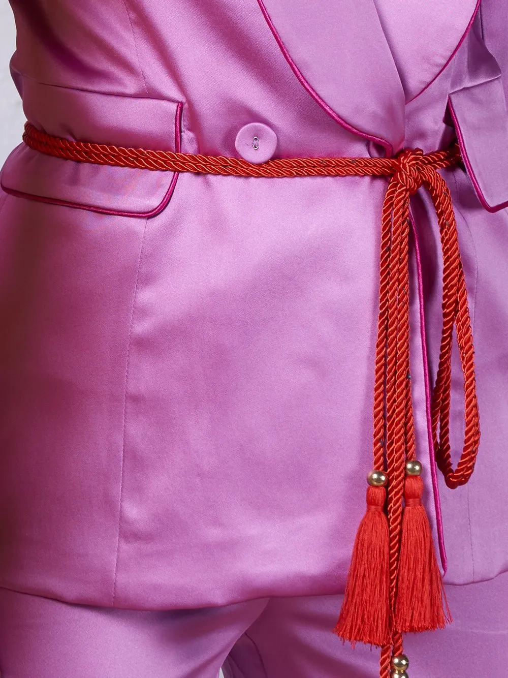 GF Double-breasted Satin Blazer   Pants Matching Set in Pink