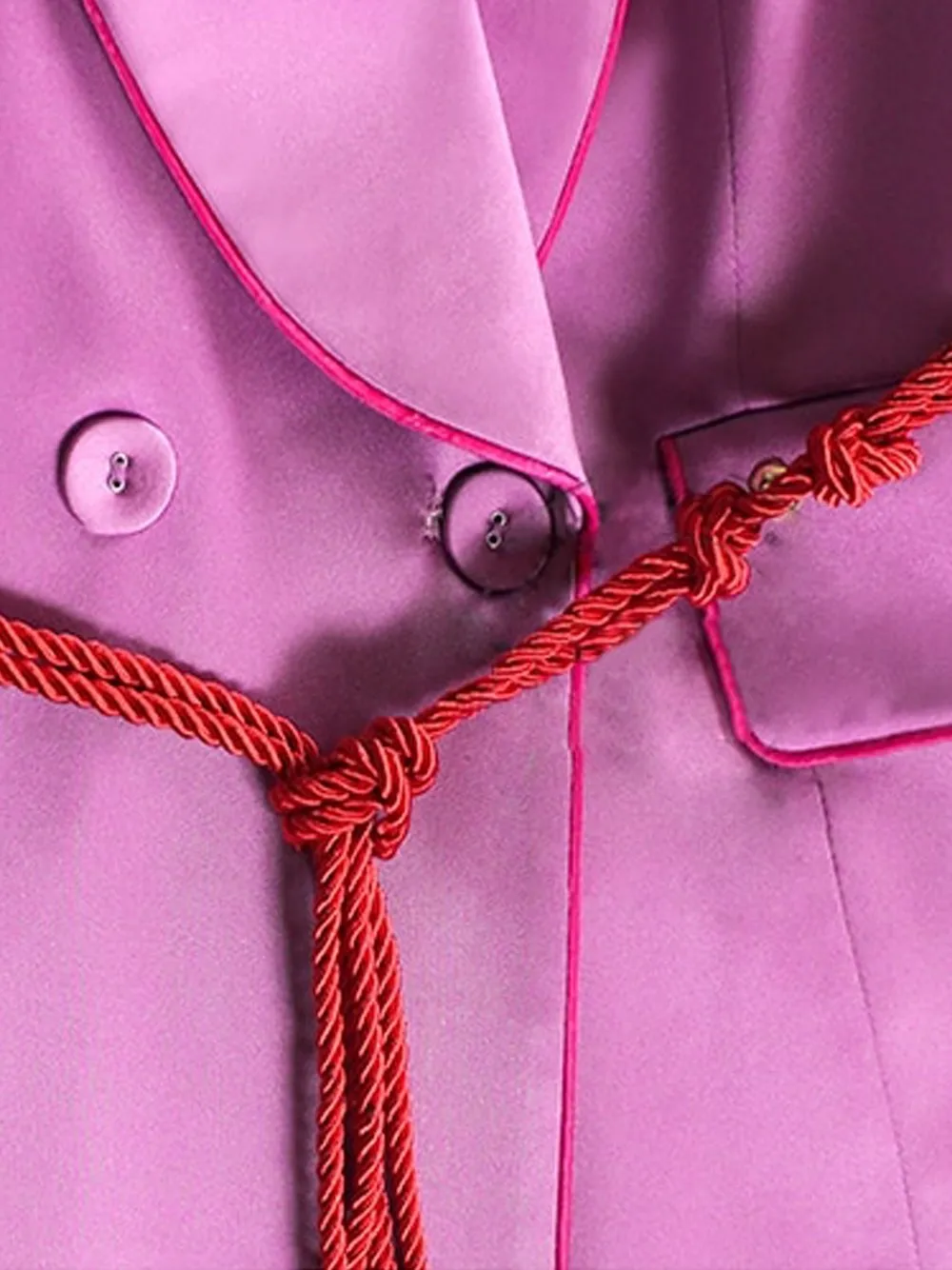 GF Double-breasted Satin Blazer   Pants Matching Set in Pink