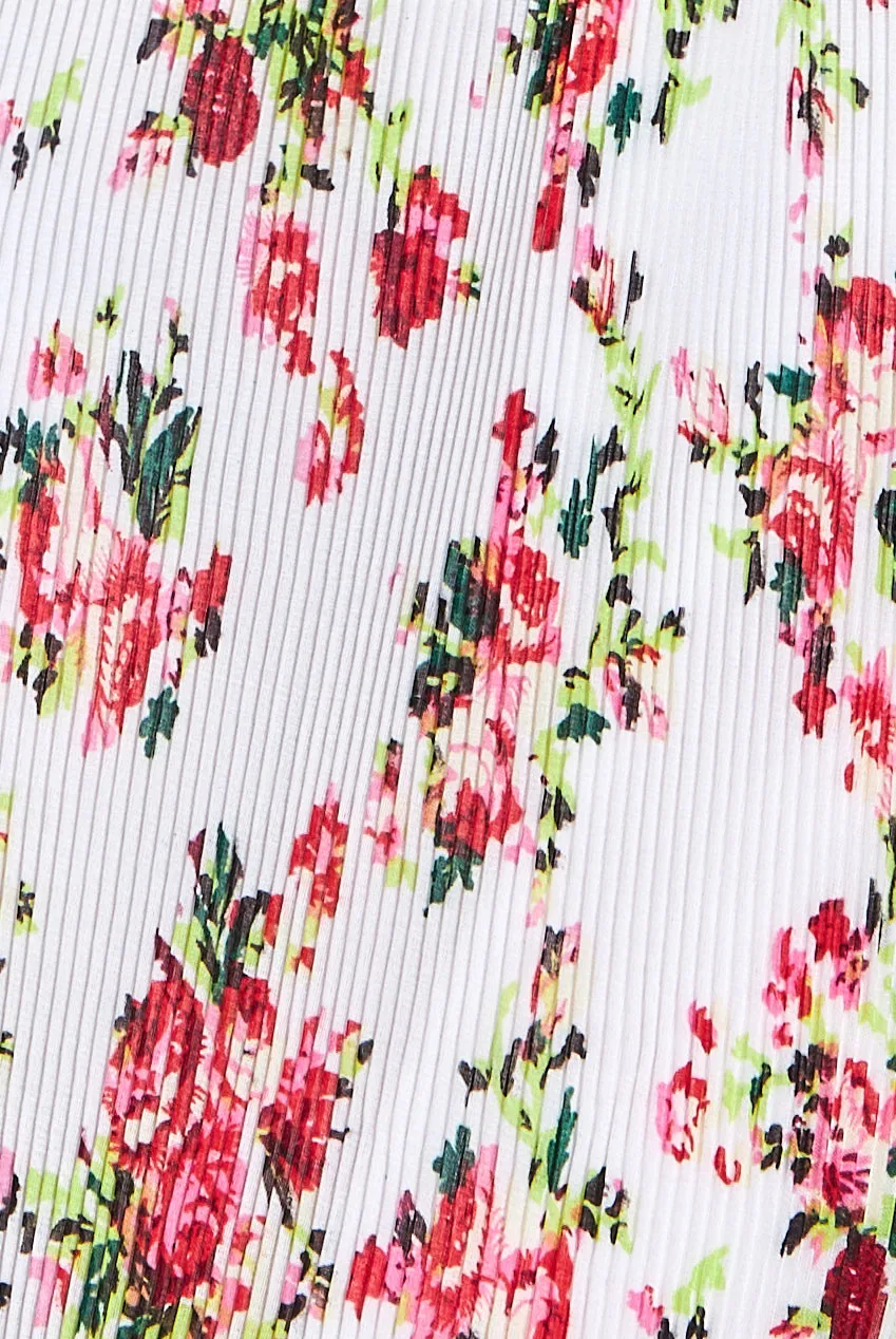 Goddiva Shirred Floral Shirt Dress