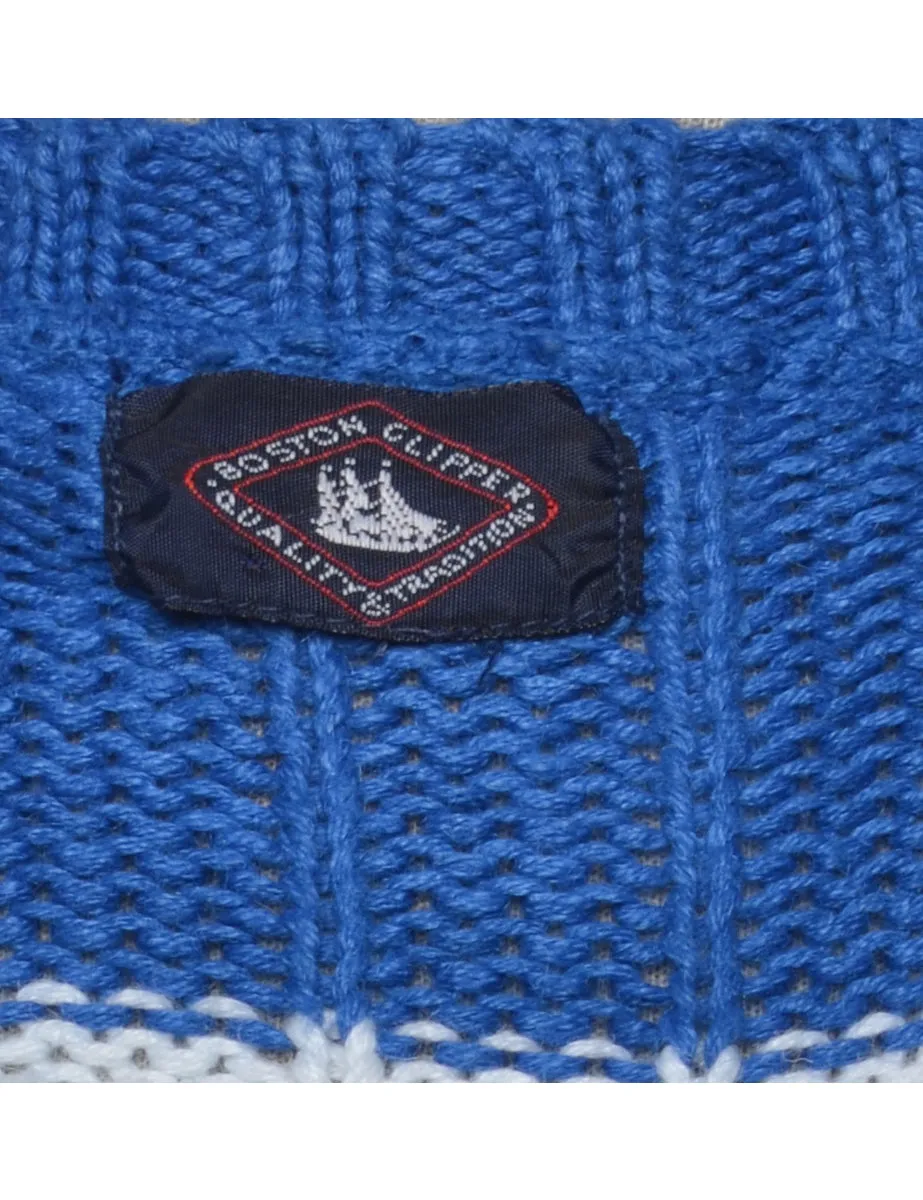 Green & Blue Striped Knit Jumper - S