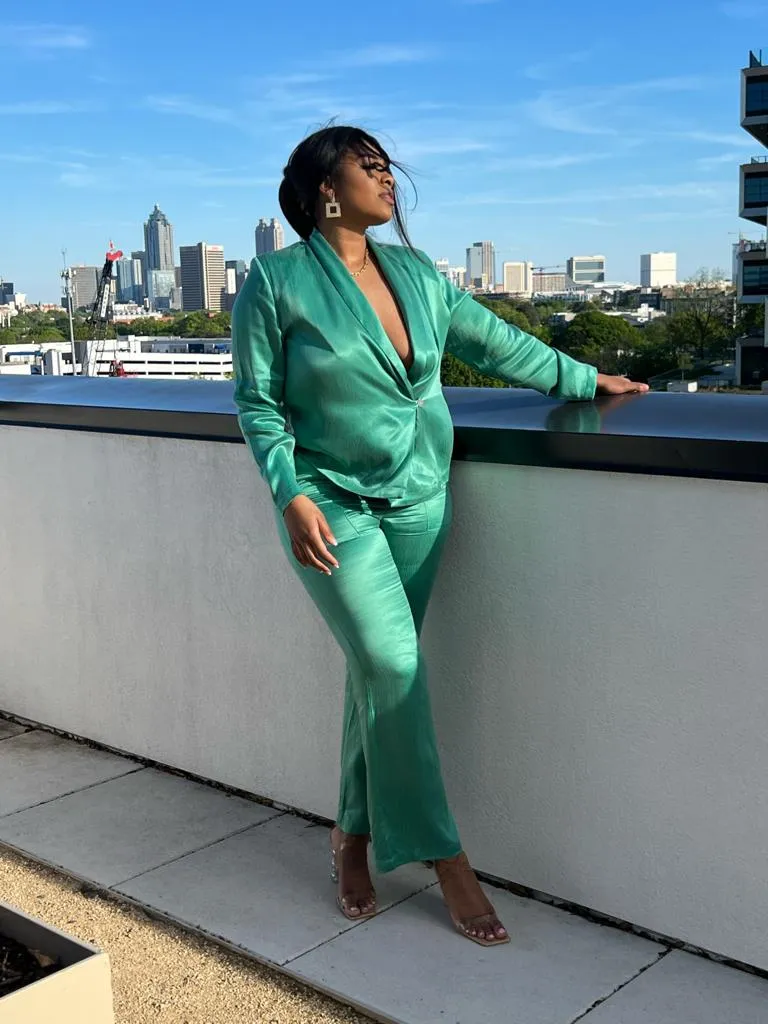 Green Silk Blazer