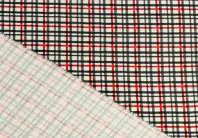 Gridlocked Carmine & Black Plaid Melton Coating (Made in Italy)