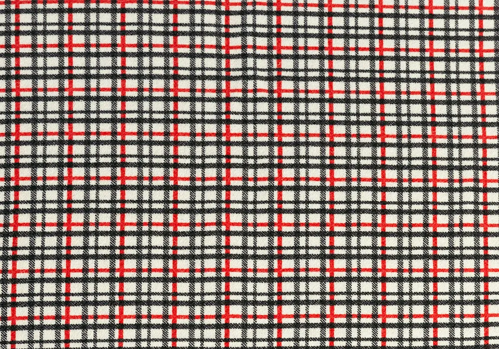 Gridlocked Carmine & Black Plaid Melton Coating (Made in Italy)