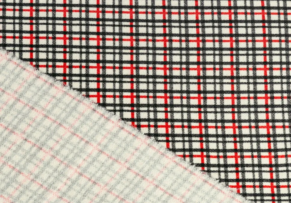 Gridlocked Carmine & Black Plaid Melton Coating (Made in Italy)