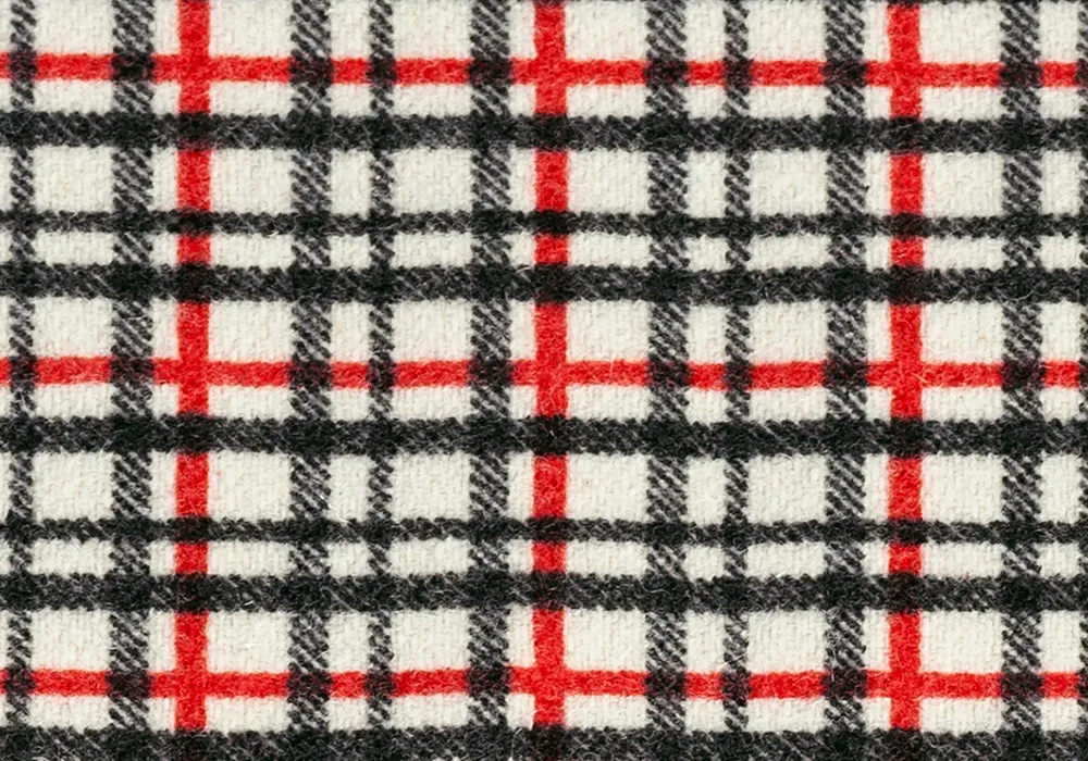 Gridlocked Carmine & Black Plaid Melton Coating (Made in Italy)
