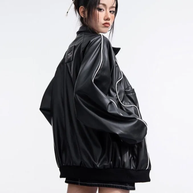 Heera Faux Leather Racer Bomber Jackets - 2 Colors
